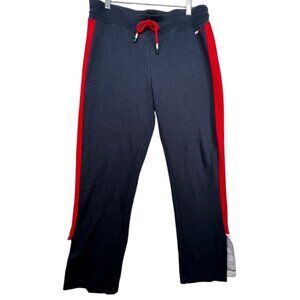 Tommy Hilfiger Sport Men Track Pant Sz L Navy Red Side Stripe Classic Athleisure